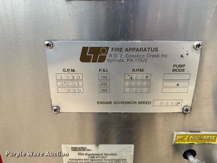 image for item EG6288 1985 Spartan RS20-3064 aerial platform fire truck