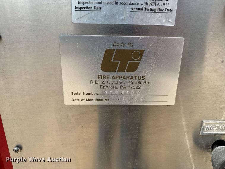 image for item EG6288 1985 Spartan RS20-3064 aerial platform fire truck