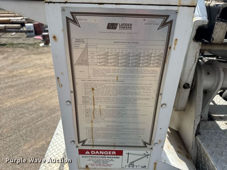 image for item EG6288 1985 Spartan RS20-3064 aerial platform fire truck