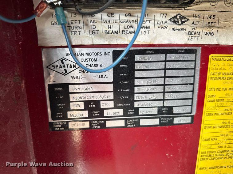 image for item EG6288 1985 Spartan RS20-3064 aerial platform fire truck