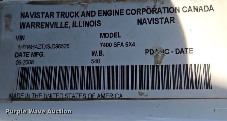 image for item EI8915 2009 International WorkStar 7400 applicator truck