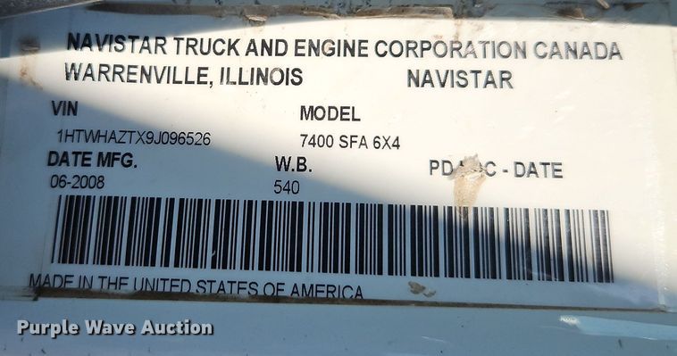 image for item EI8915 2009 International WorkStar 7400 applicator truck