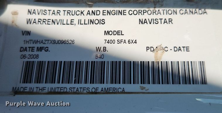 image for item EI8915 2009 International WorkStar 7400 applicator truck