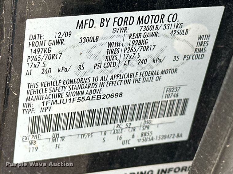 image for item EJ8536 2010 Ford Expedition XLT SUV