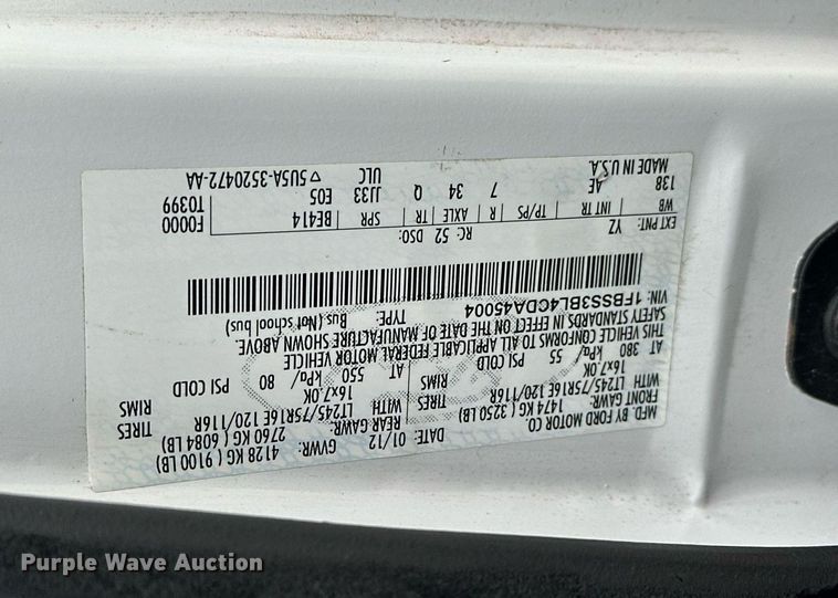 image for item EJ8543 2012 Ford E350 XL Super Duty van