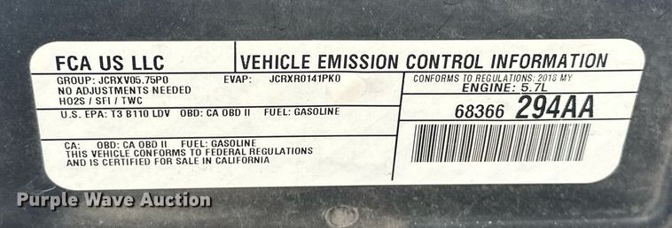 image for item EJ8544 2018 Dodge Charger Police 