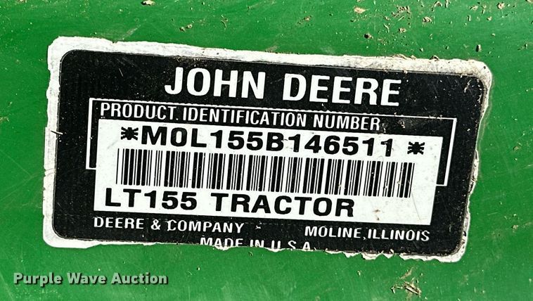 image for item EJ8577 2001 John Deere LT155 lawn mower