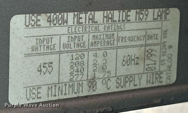 image for item EJ8586 (8) Underwriters Laboratories HID light Fixtures 