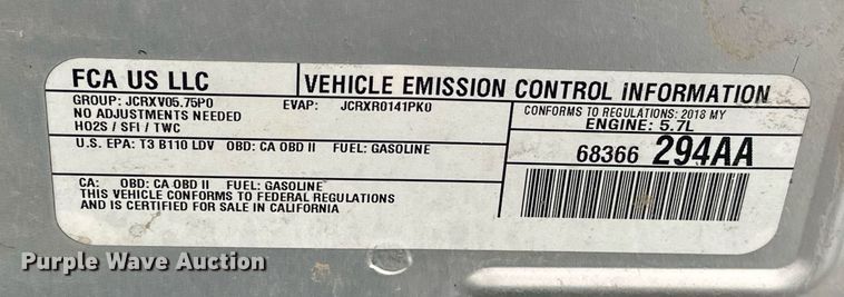 image for item EJ8587 2018 Dodge Charger Police 