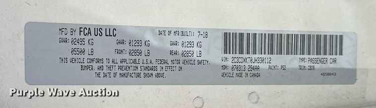 image for item EJ8592 2018 Dodge Charger Police 