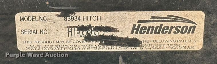 image for item EJ8605 Henderson 83934 snow plow hitch