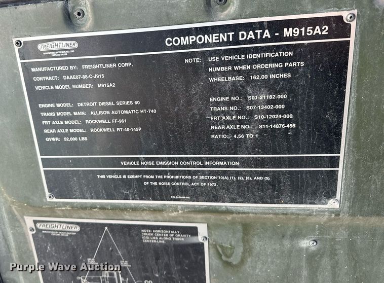 image for item EJ8608 1991 Freightliner M915A2 semi truck cab