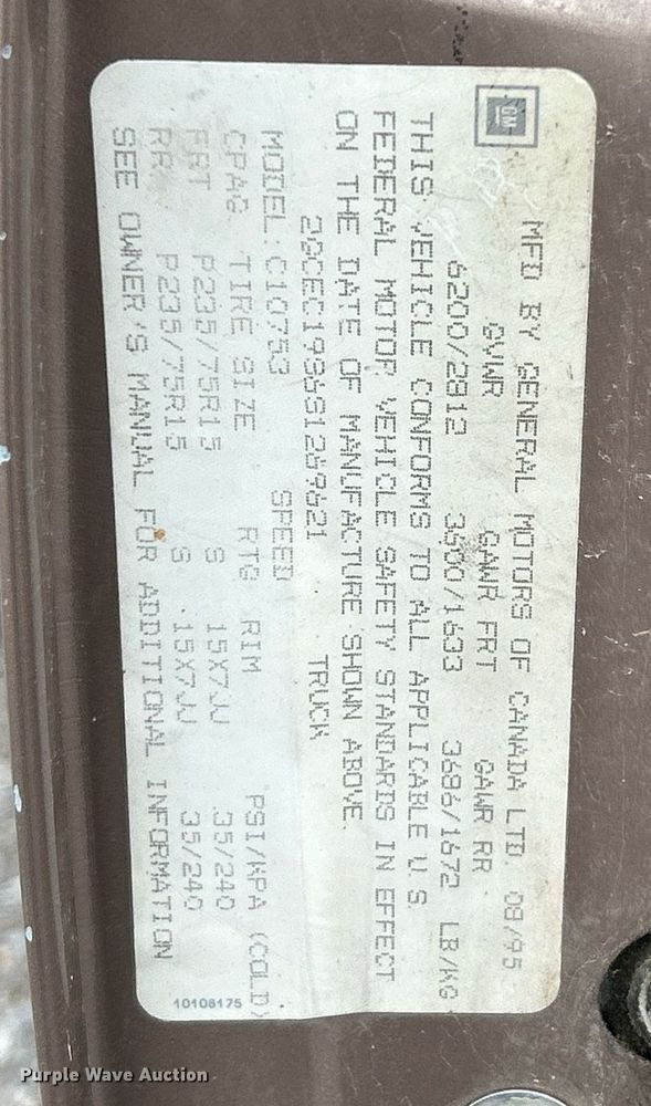 image for item EK2815 1995 Chevrolet Cheyenne 1500 Ext. Cab pickup truck