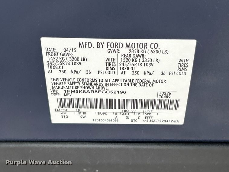 image for item EK2823 2015 Ford Explorer Police Interceptor SUV