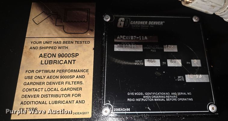 image for item EK5108 2013 Gardner Denver Apex VS air compressor