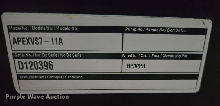 image for item EK5108 2013 Gardner Denver Apex VS air compressor