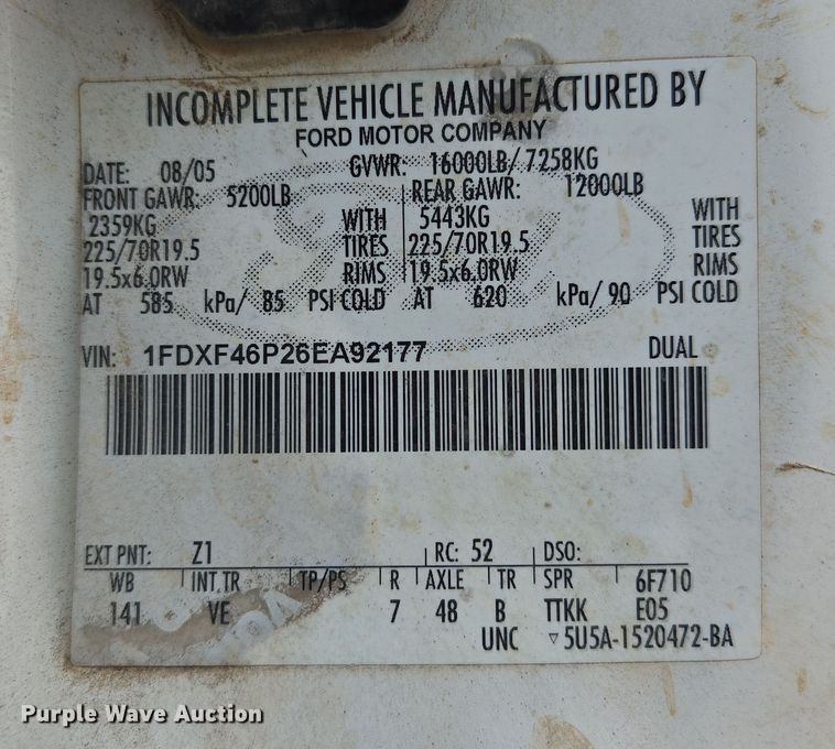 image for item EL5518 2006 Ford F450 Super Duty dump truck