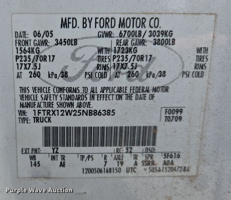 image for item EL5527 2005 Ford F150 SuperCab pickup truck