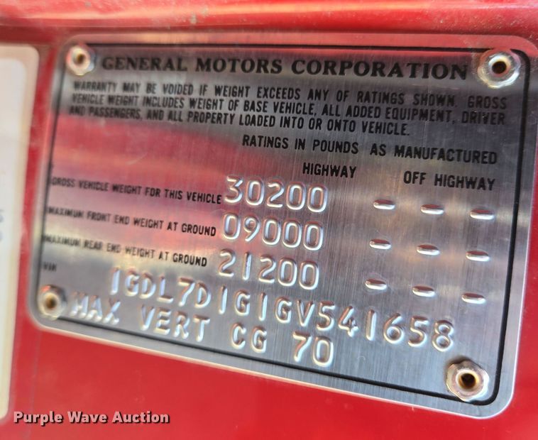 image for item EN8817 1986 GMC C6000 pumper fire truck