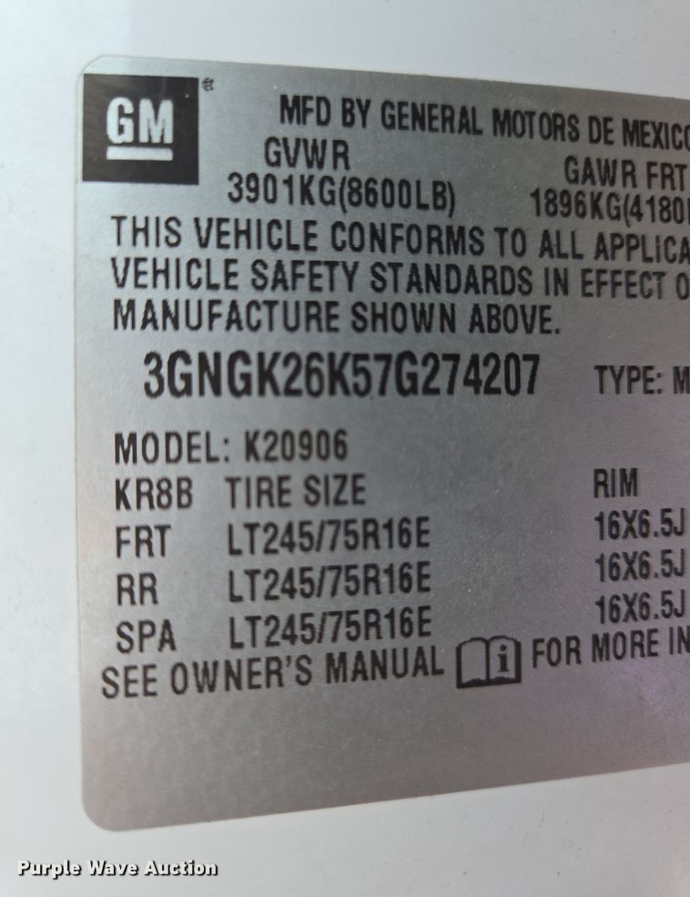 image for item EN8822 2007 Chevrolet Suburban 2500 SUV