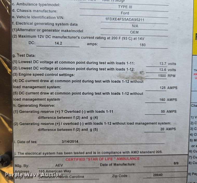 image for item EN8825 2010 Ford E450 ambulance