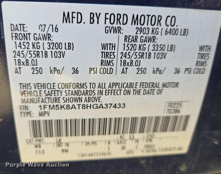 image for item EN8827 2017 Ford Explorer Police Interceptor SUV