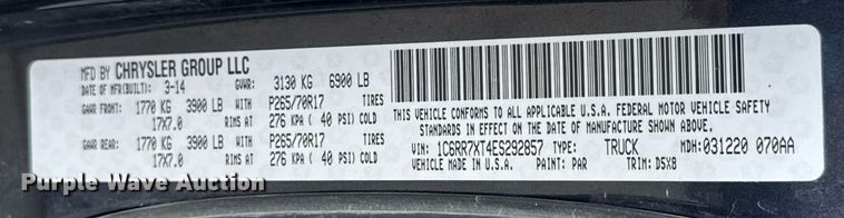 image for item EQ1253 2014 Dodge Ram 1500 Crew Cab pickup truck