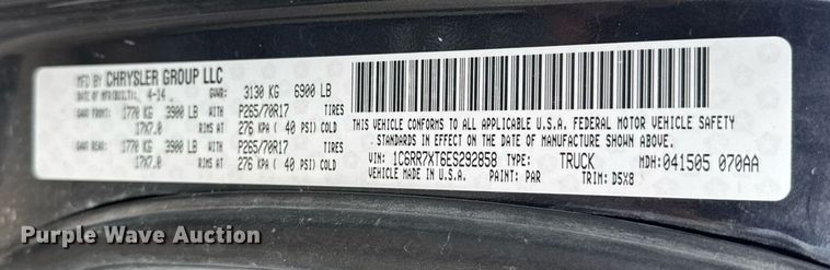 image for item EQ1254 2014 Dodge Ram 1500 Crew Cab pickup truck