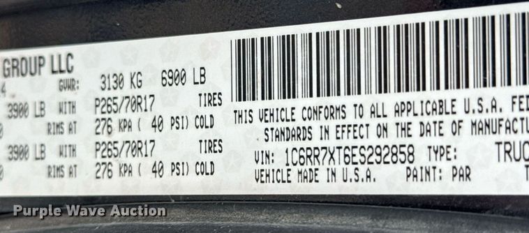 image for item EQ1254 2014 Dodge Ram 1500 Crew Cab pickup truck