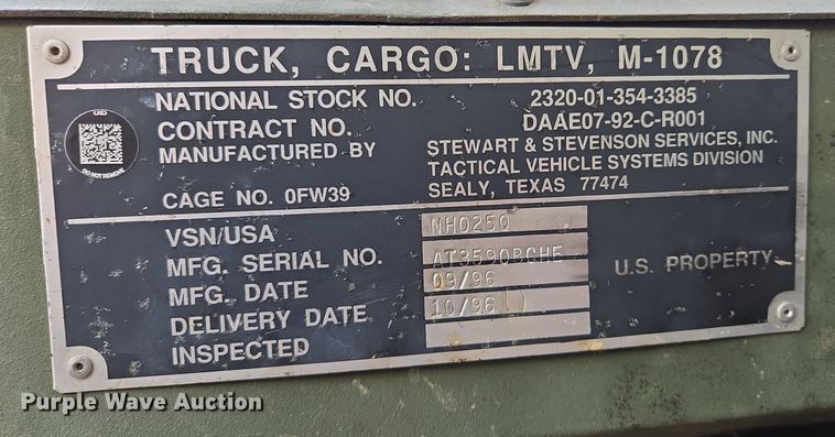 image for item EQ6894 1996 Stevenson  M-1078 brush fire truck