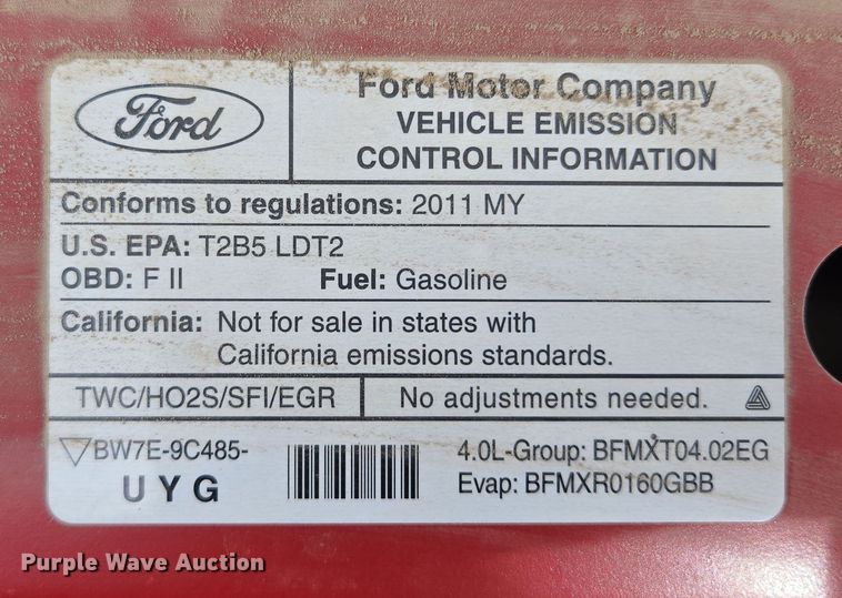 image for item EQ6898 2011 Ford  Ranger  SuperCab pickup truck