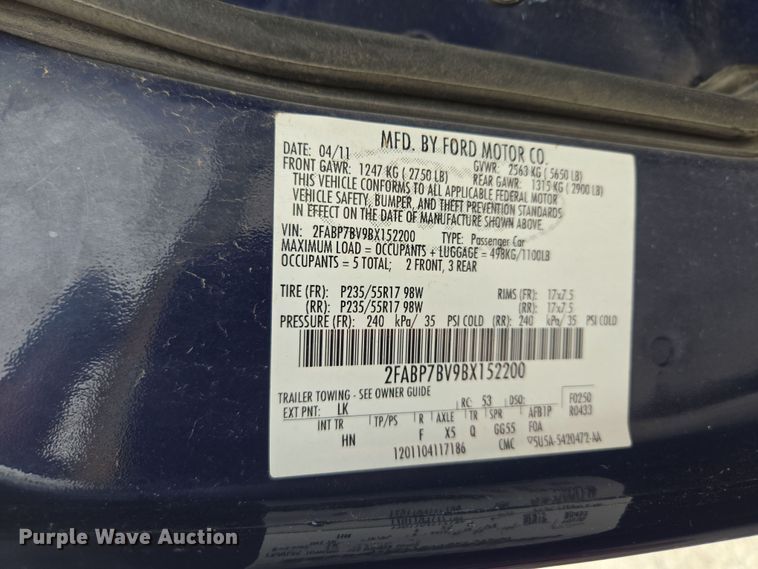 image for item EQ6976 2011 Ford  Crown Victoria Police Interceptor 