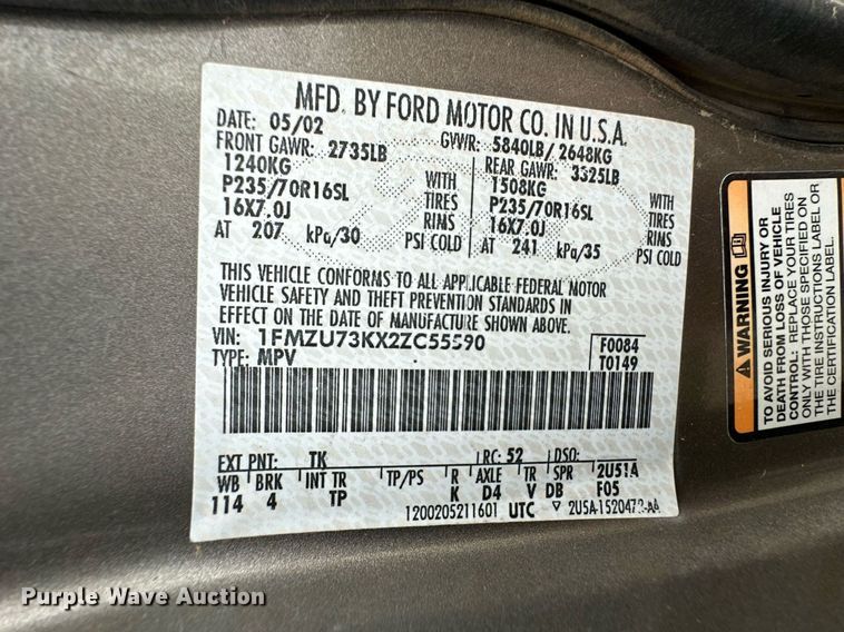 image for item ER8808 2002 Ford Explorer XLT SUV