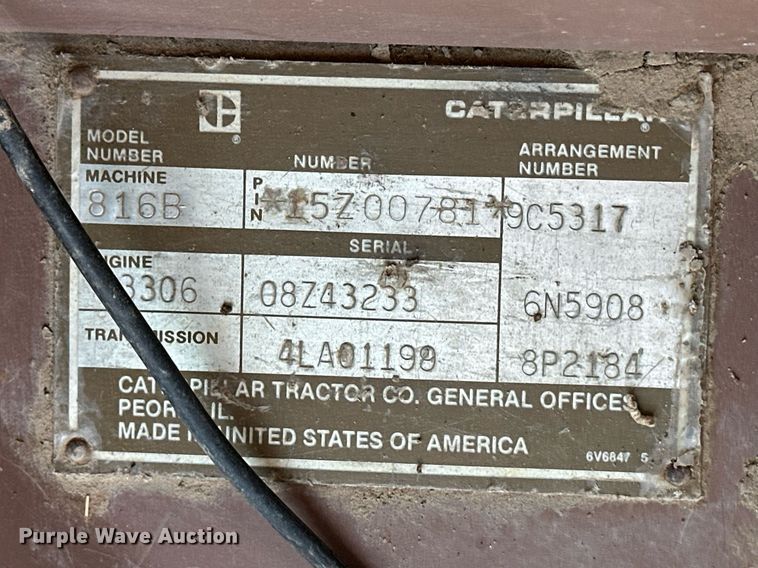 image for item ER8982 1988 Caterpillar 816B landfill compactor