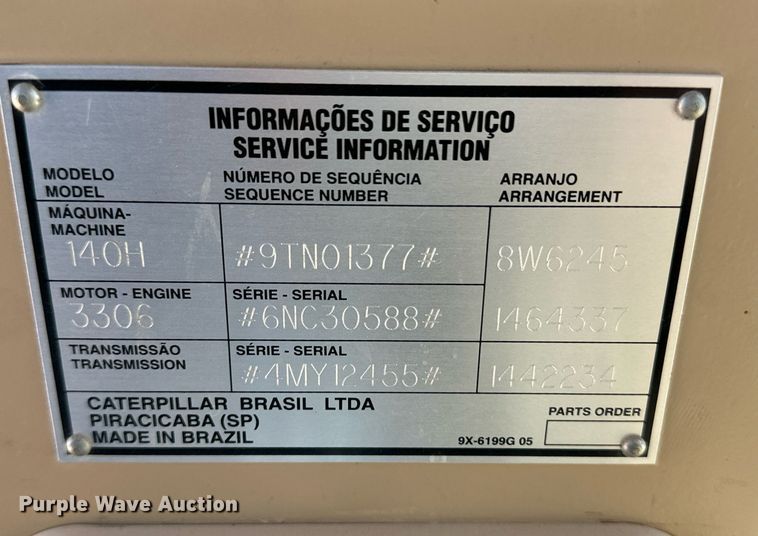 image for item ER8983 2002 Caterpillar 140H VHP motor grader