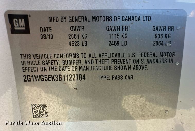 image for item ER8993 2011 Chevrolet Impala LT 