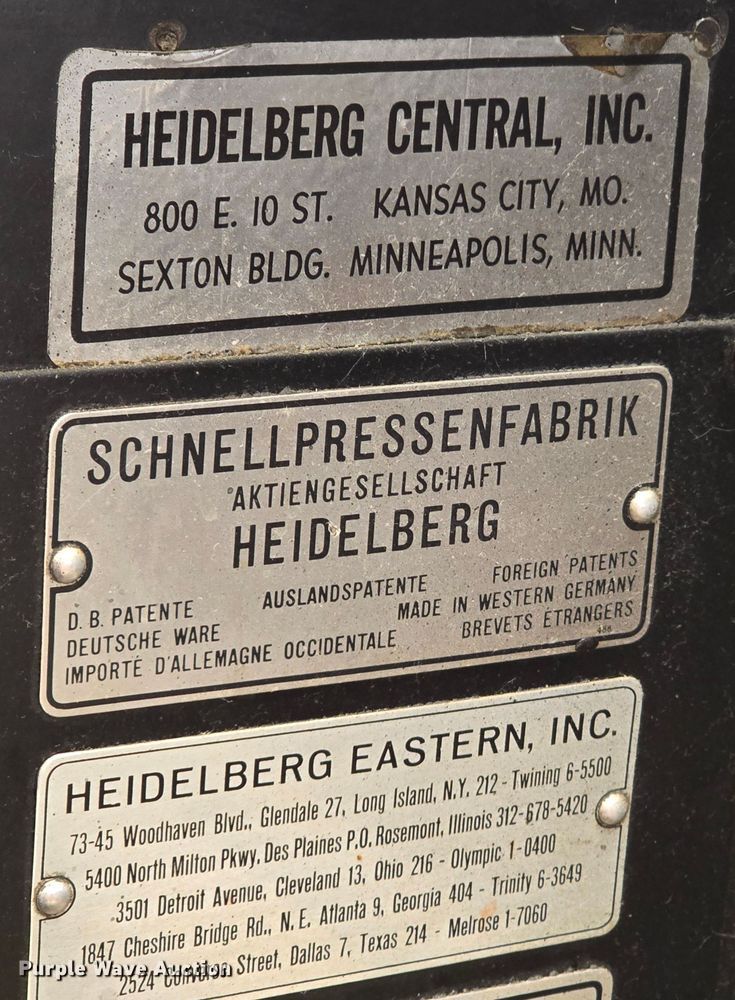 image for item NC9261 Heidelberg  printing press