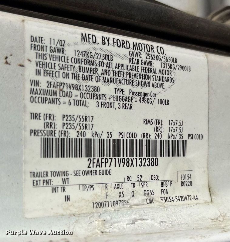 image for item OB9590 2008 Ford Crown Victoria Police Interceptor 