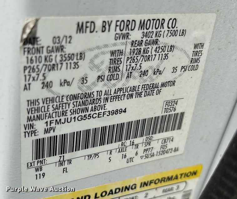 image for item OB9591 2012 Ford Expedition SUV