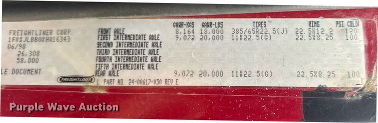 image for item DV1896 1999 Freightliner FL80 applicator truck