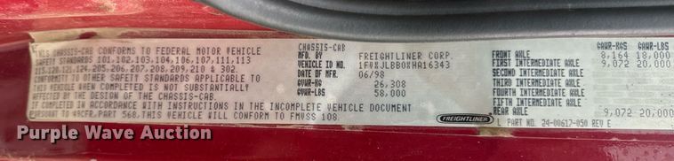 image for item DV1896 1999 Freightliner FL80 applicator truck