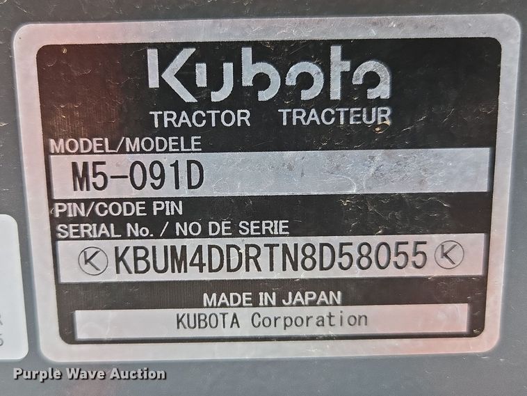 image for item DW8525 2022 Kubota M5-091D MFWD tractor