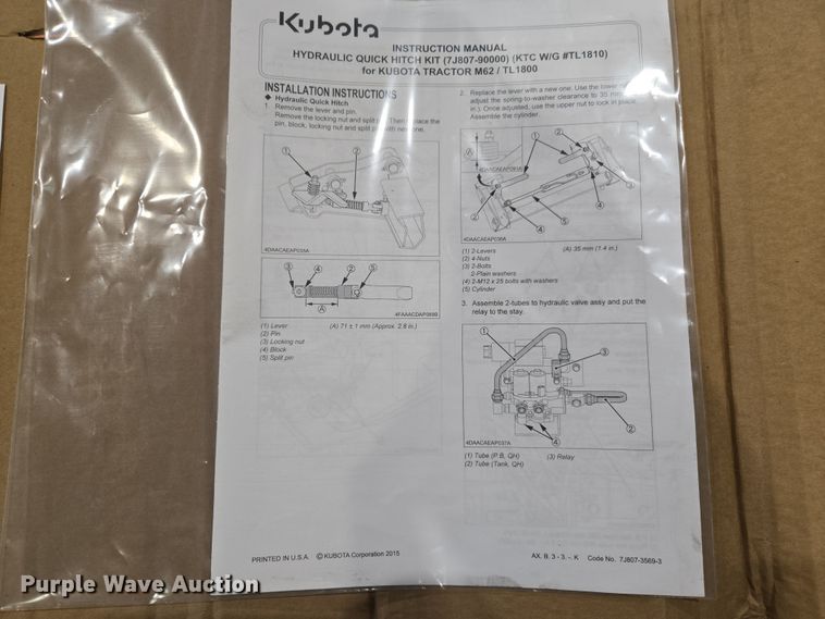 image for item DW8536 Kubota tractor parts