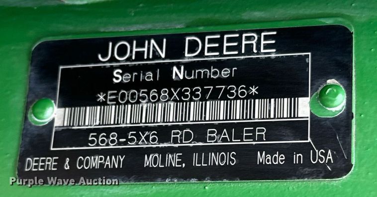 image for item EJ3583 2007 John Deere 568 MegaWide Plus round baler