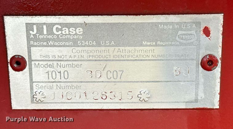 image for item EJ3607 1992 Case 1010 rigid head