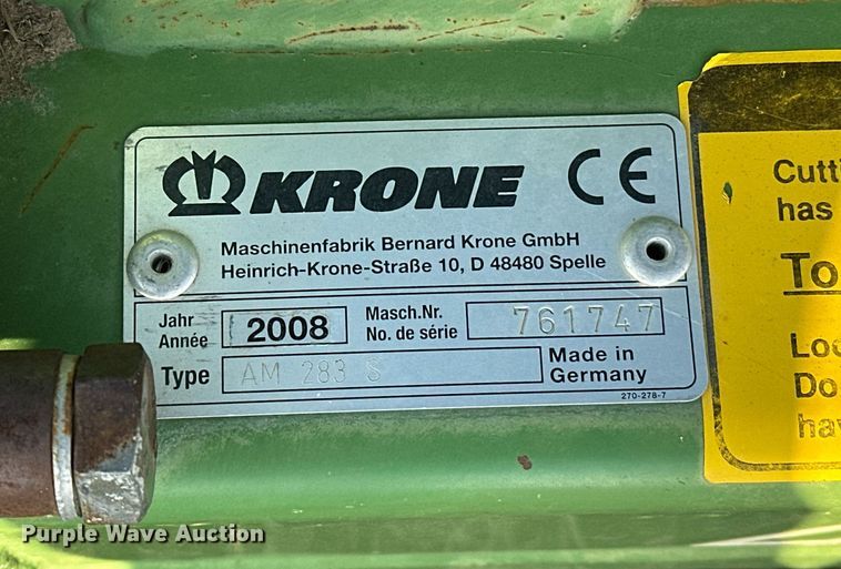 image for item EJ8447 2008 Krone AM 283 S disc mower
