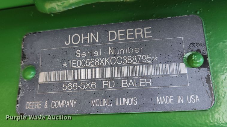 image for item EL5543 2012 John Deere 568-5X6 MegaWide Plus round baler