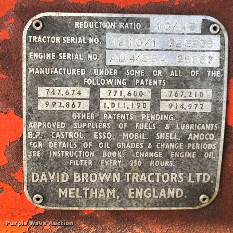 image for item EQ1259 1974 David Brown 1210 tractor