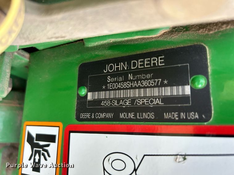 image for item ND9404 2012 John Deere 458 Silage Special  round baler