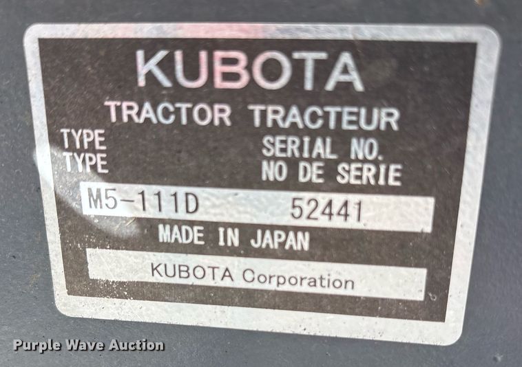 image for item OB9547 2015 Kubota M5-111D MFWD tractor